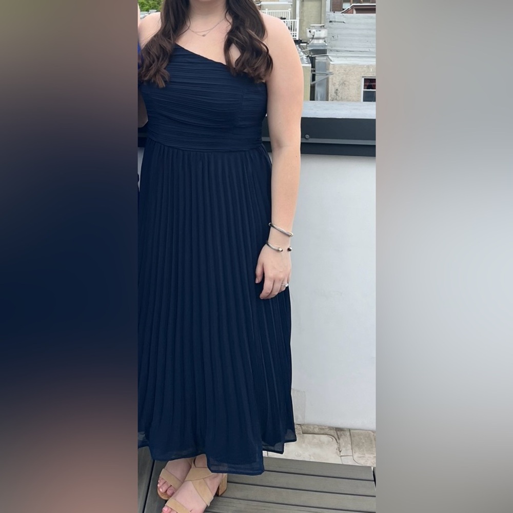 Lulus navy one shoulder dress!